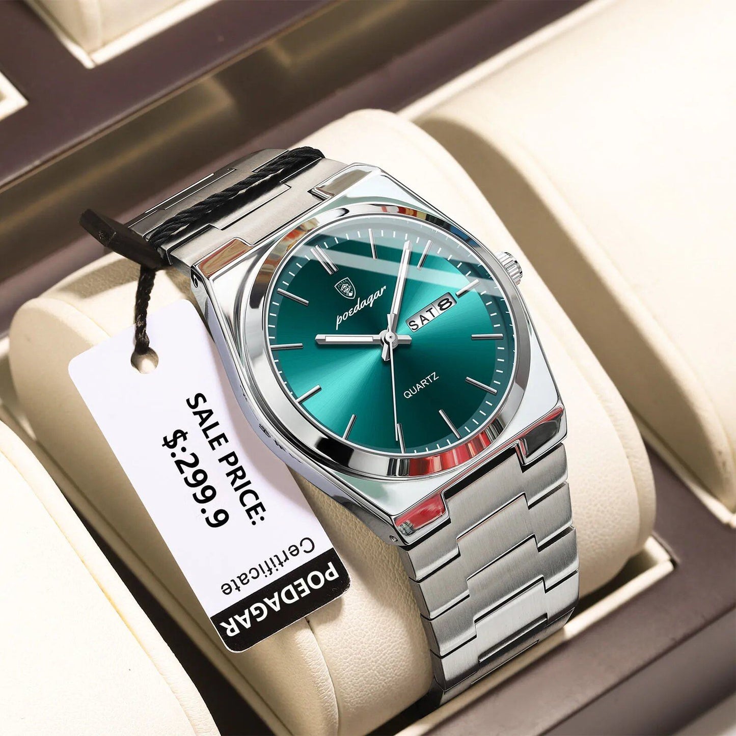 POEDAGAR High-Quality Men's Watch, Stainless Steel, Waterproof, Luminous, Date & Week, Business Quartz Movement, Color: 930, Parallel Import