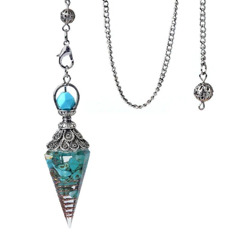 1 Orgone Pendulum for Energy Healing, Chakra Divination, with Tip, Natural Crystal Stone Chip Bead Pendant, Yoga, Meditation Pendant; Product Diameter: 18 x 60mm, Parallel Import