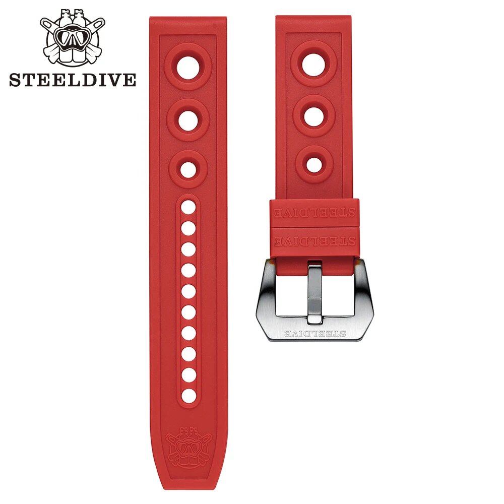 STEELDIVE 自動巻き メカニカル ストラップ 交換用 ダイバーズウォッチ ブルー ラバーストラップ 20/22mm バンドカラー:mm 並行輸入品