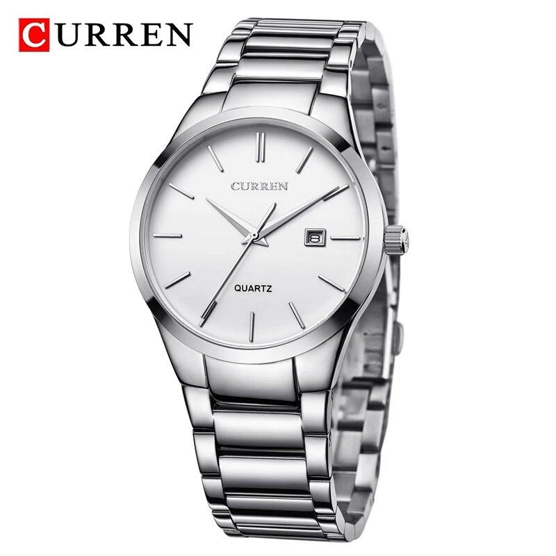 Karlen Men's Watch, Simple, Slim, Waterproof, Business Style, Quartz Movement, Calendar, Stainless Steel Strap, 8106, Parallel Import