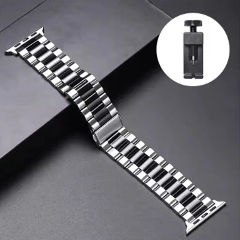Stainless steel metal band bracelet for Apple Watch Ultra 2/Series 10, 9, 8, 7, 6, 5, and 4 (38/40/41/42/44/45/46/49mm) Band Color: mm Parallel Import