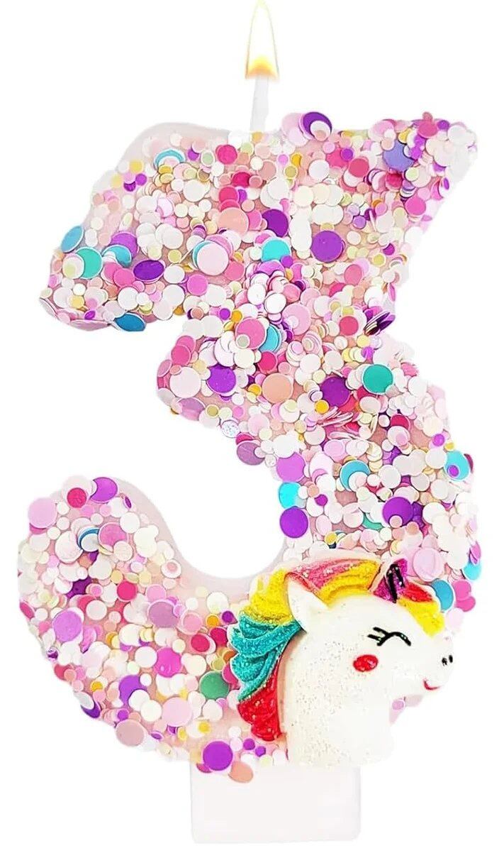 0-9 Number Birthday Candles, Happy Birthday Cake Candles, Unicorn Theme Party Supplies (Parallel Import)