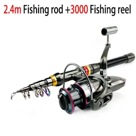 1.8-3.6m Carbon Fiber Fishing Rod and Reel Set, Super Hard Telescopic Rod, Spinning Reel Kit, Maximum Weight Capacity 3-8kg, Fishing Tackle, Reel, Parallel Import