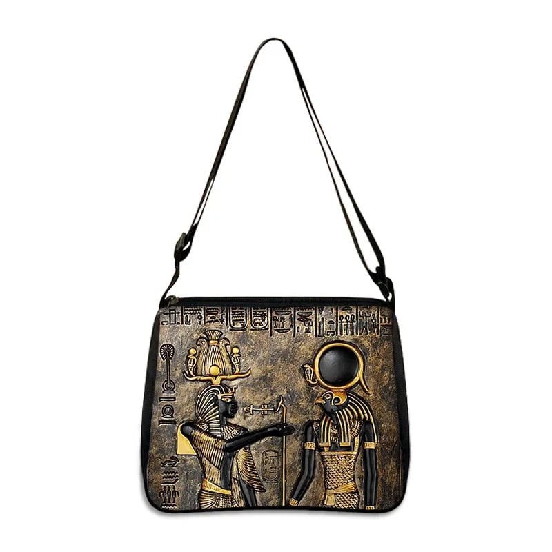 古代エジプトアートプリント ハンドバッグ エジプト ファラオ レディース クロスボディバッグ ホルス アヌビス 脇掛けバッグ ギフト デイリー カジュアルバッグ サイズ:2 並行輸入品