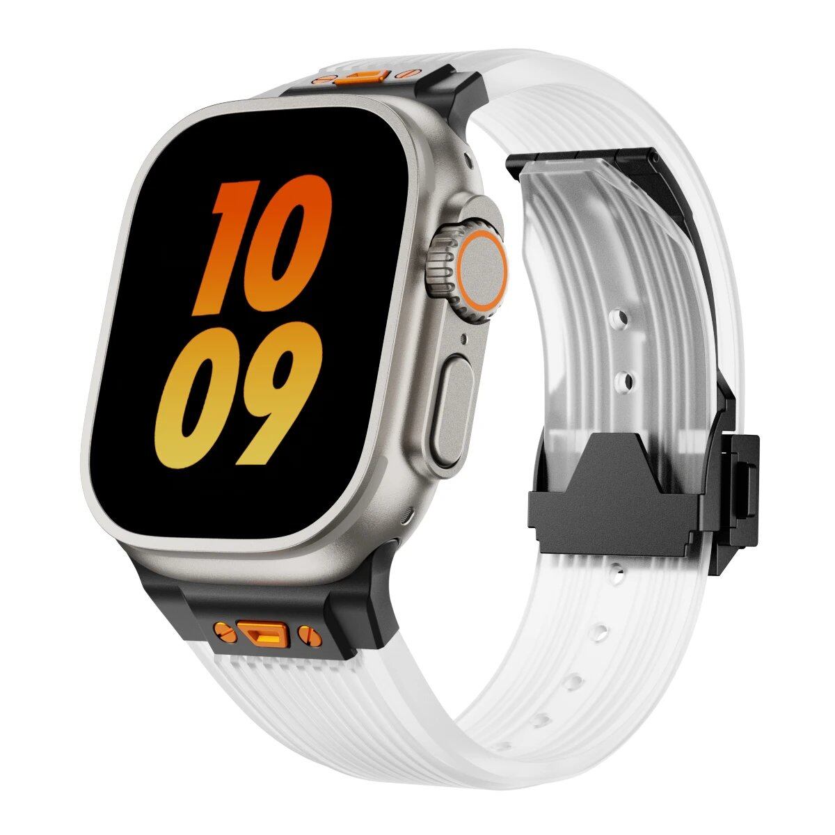 Silicone Sport Strap for Apple Watch Ultra 2/1 (49mm), Series 9/8/7 (45mm/44mm) - Rubber Band Bracelet for iWatch 6/5/4/3 and SE (44mm/42mm). Band Color: mm; Ships from: Parallel Import