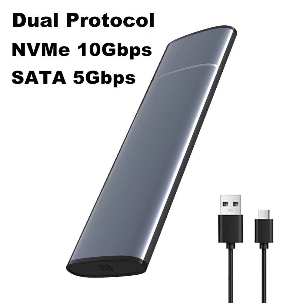 M2 SSDケース NVMe SATAデュアルプロトコル 10Gbps M.2 to USB Type-C 3.1 ポータブルNVMe外付けエンクロージャー M2 2230/2242/2260/2280 SSD対応 ;発送元: 並行輸入品