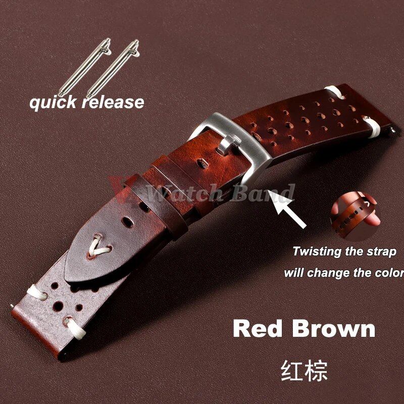 プレミアム本革ストラップ 20mm 22mm クイックリリース オイルワックス加工 変色加工 牛革 ウォッチバンド ビジネス メンズ レディース ストラップ バンドカラー:mm 並行輸入品