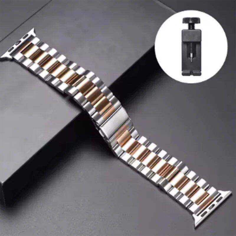 Stainless steel metal band bracelet for Apple Watch Ultra 2/Series 10, 9, 8, 7, 6, 5, and 4 (38/40/41/42/44/45/46/49mm) Band Color: mm Parallel Import