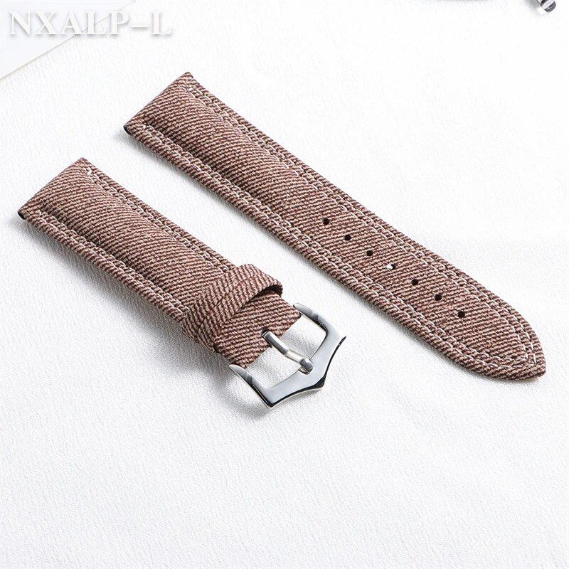 Denim, Canvas, Nylon Watch Strap, 18mm, 20mm, 22mm Leather Watch Band, Compatible with Seiko and Omega Watches, Bracelet, Smartwatch Wristband, Accessories, Band Color: mm, Parallel Import