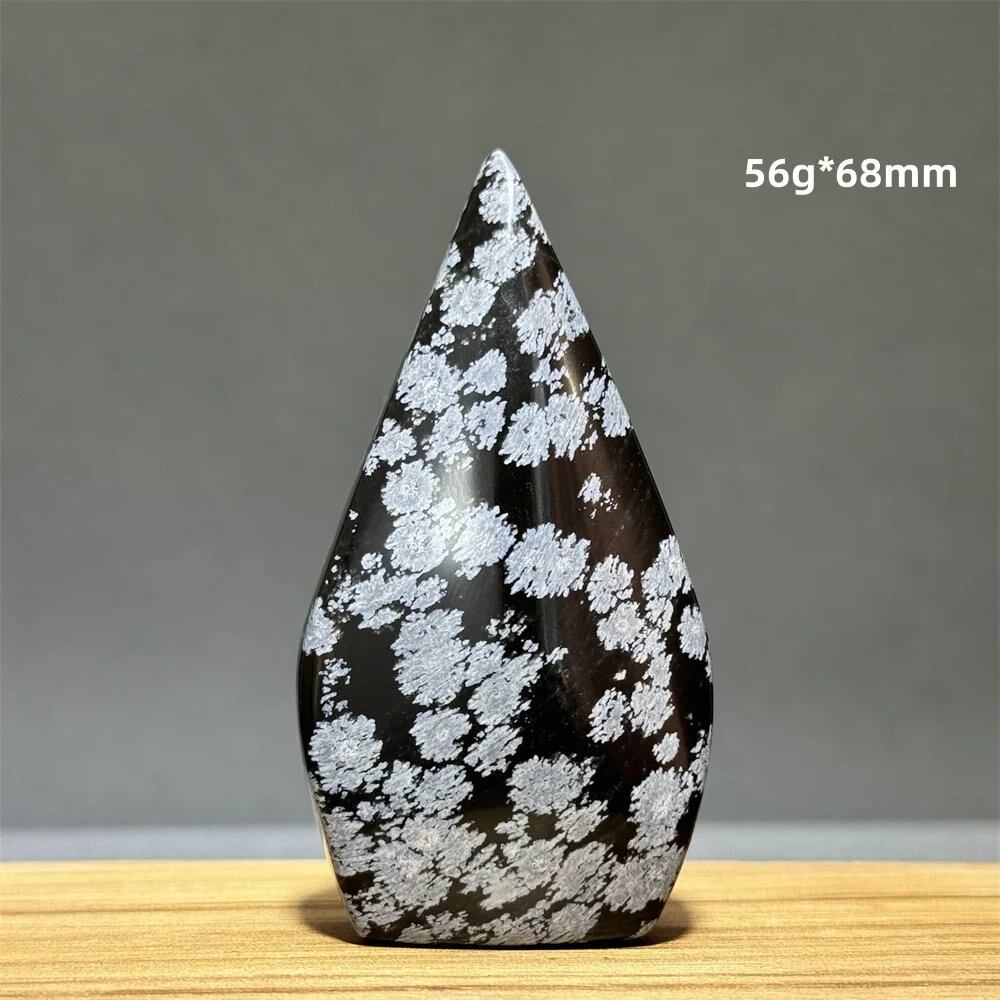 Snowflake Obsidian Freeform Ornament with Natural Quartz, Reiki, Meditation, Healing, Witchcraft, Energy Decoration, Home Gift, Color: Parallel Import