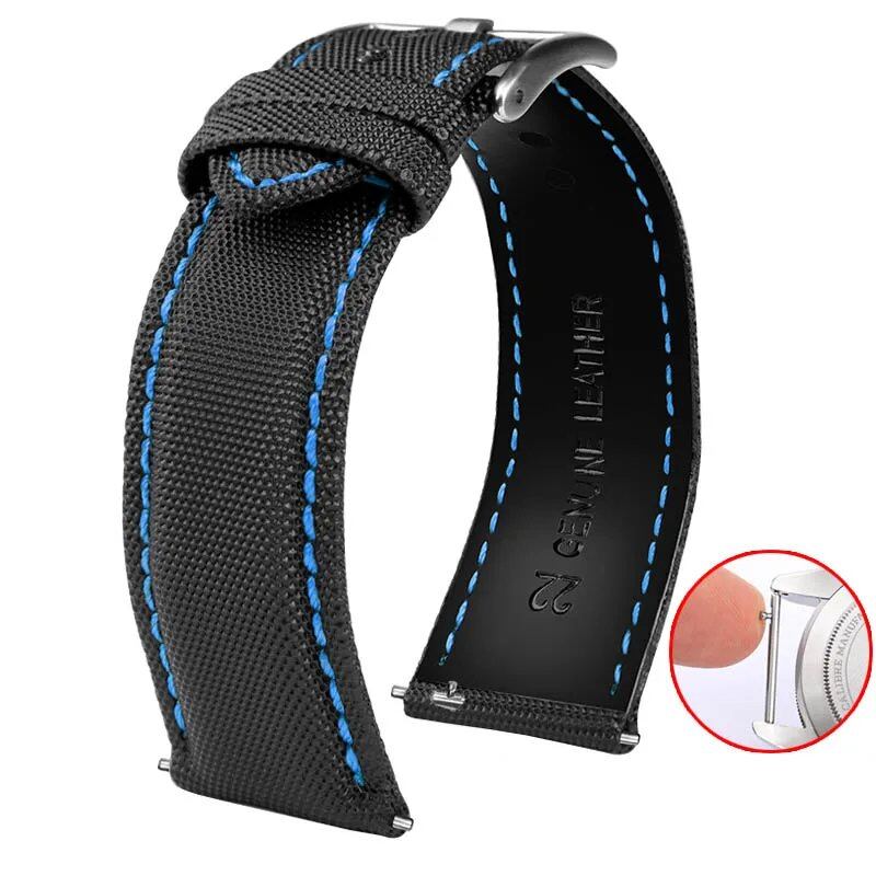 20mm, 21mm, 22mm, 23mm, 24mm Nylon & Leather Watch Band for Tag Heuer, Citizen, and Seiko 5. Men's and Women's Canvas Watch Strap. Band Color: mm. Parallel Import.