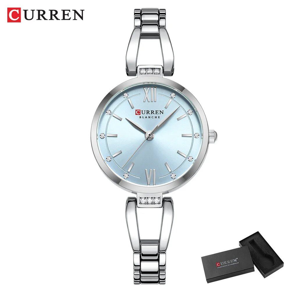 Karen Women's Quartz Watch, Luxury Fashion Rhinestone and Stainless Steel Band, High-Quality, Parallel Import