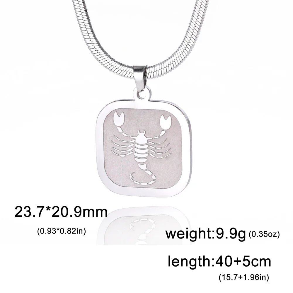 Women's 12 Zodiac Signs Necklace, Stainless Steel, Horoscope, Zodiac Pendant, Medallion, Snake Chain, Birthday Jewelry, "My Shape," 50cm Long; Metal Color: Parallel Import