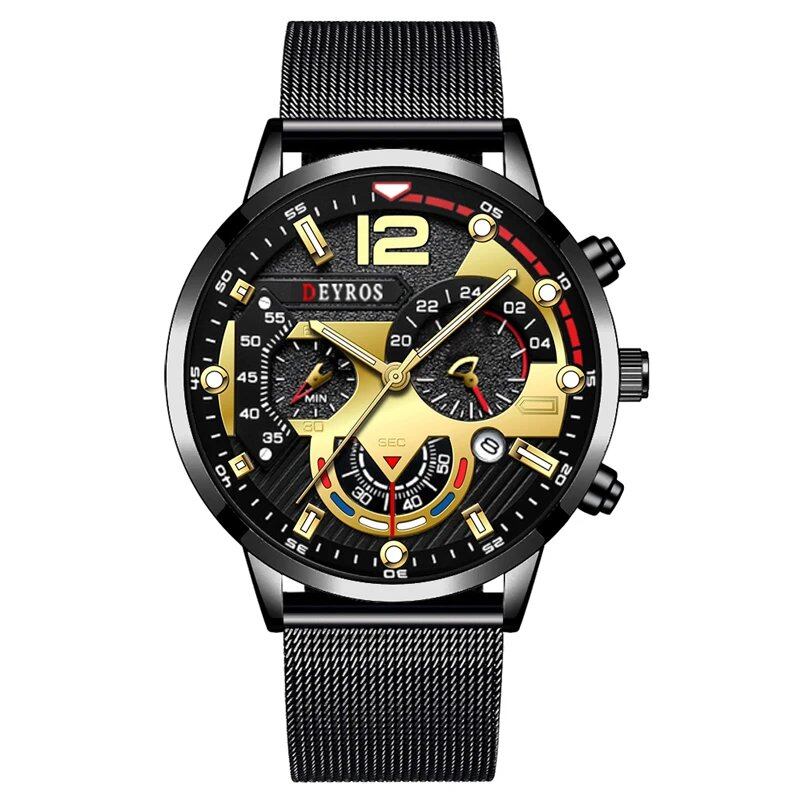 Fashionable Men's Business Watch, Luxury Quartz Wristwatch with Luminous Clock, Casual Calendar Watch, Color: Parallel Import