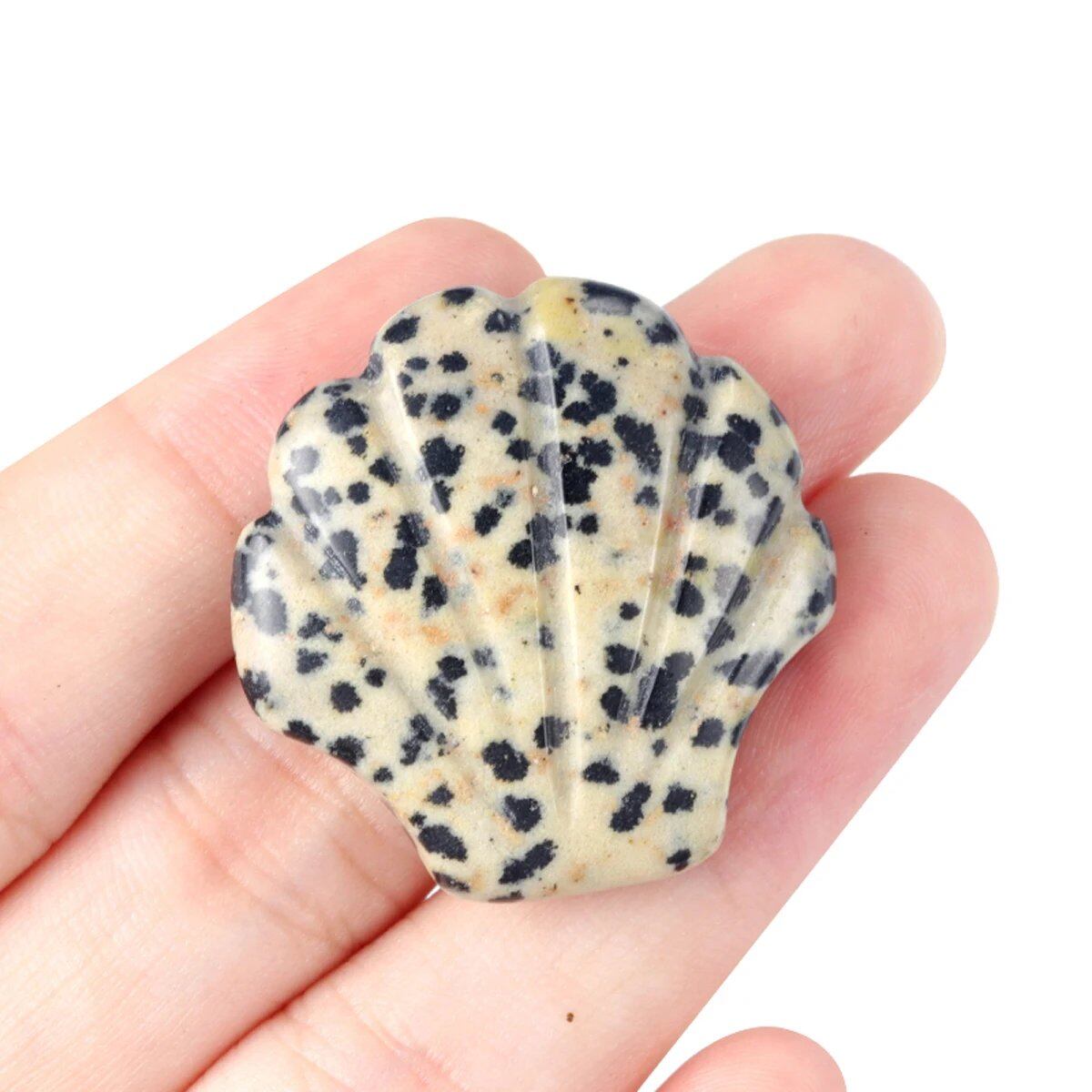 1 Natural Crystal, Sparkling Semi-Precious Shell-Shaped Figurine, Spiritual Healing, Power Stone, Room Decoration, Ornament, Gift, Size: 30mm x 30mm; Parallel Import