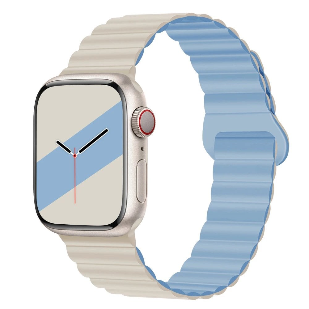 Silicone Loop Magnetic Strap for Apple Watch - Compatible with iWatch Series 8/SE/6/7/Ultra 2/9/10 (44mm/40mm/45mm/49mm/41mm/42mm/46mm) - Band Color: mm; Ships from: Parallel Import