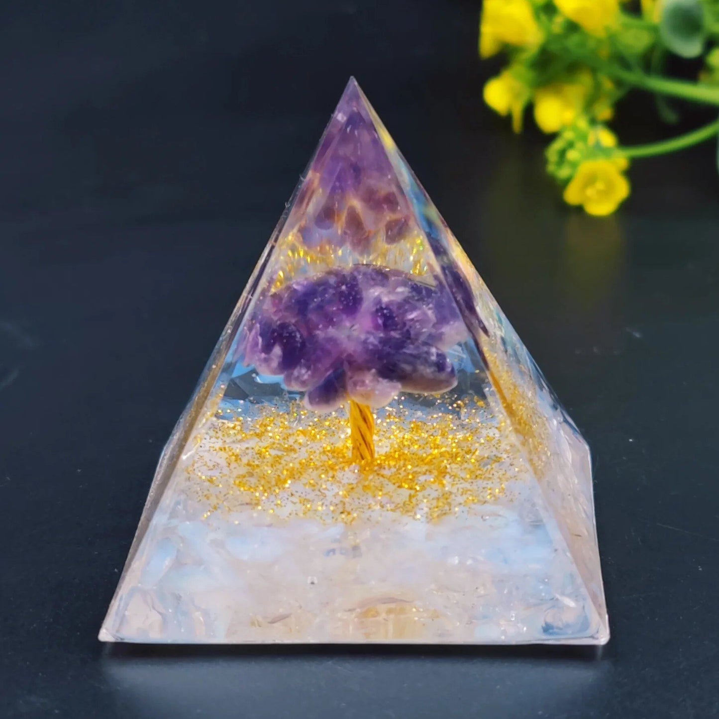 クリスタルストーン・オーゴン・ピラミッド エネルギー発生器 ルームデコレーション 天然アメジスト ペリドット レイキ・チャクラ・メディテーション サイズ:5cm;;発送元: 並行輸入品