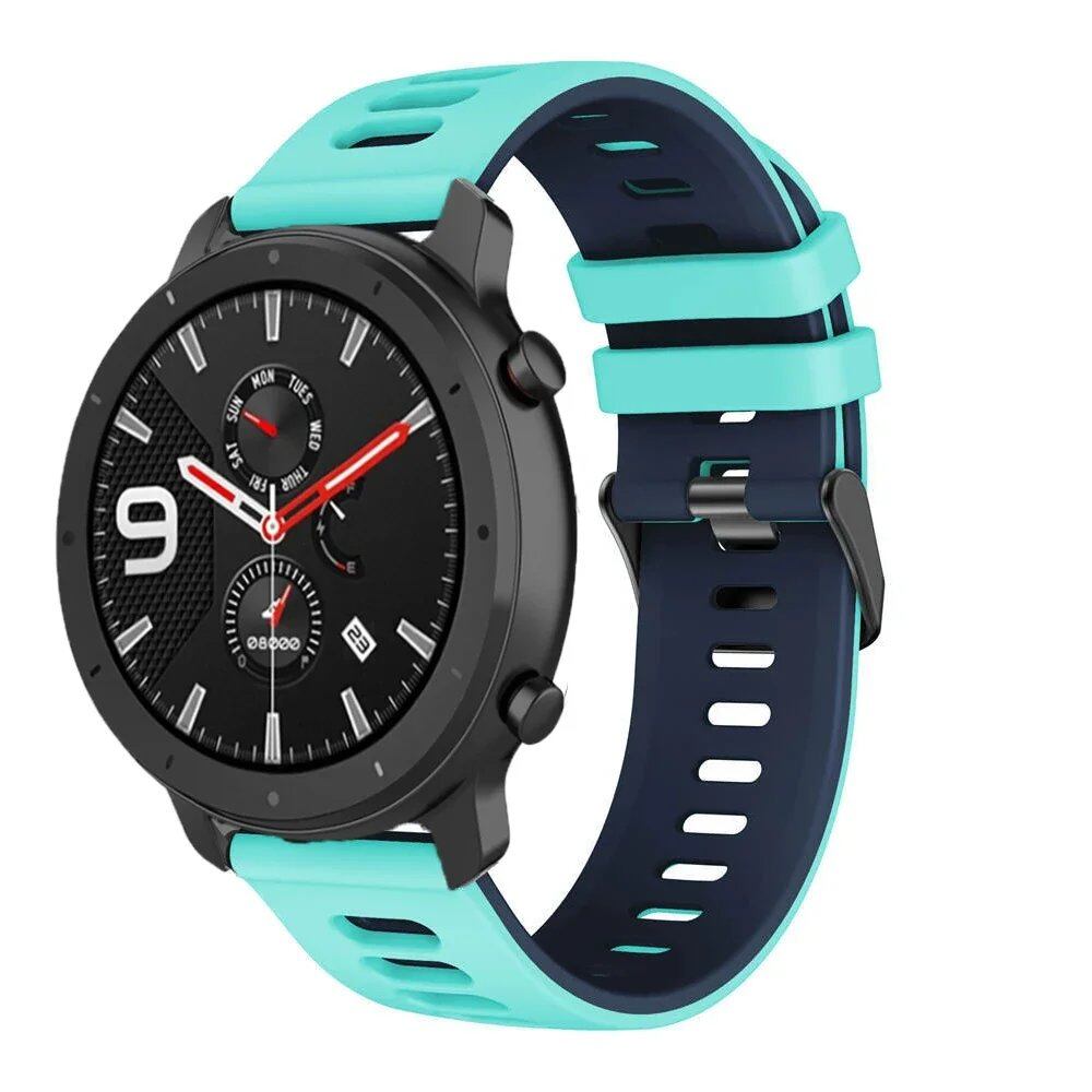 Compatible with Amazfit GTR 47mm/2/2e/Stratos 3/GTR 4/3 Pro/GTS 4 Mini/2/2E/3, 20mm/22mm Silicone Band Strap, Replacement Band, Band Color: mm, Universal, Imported