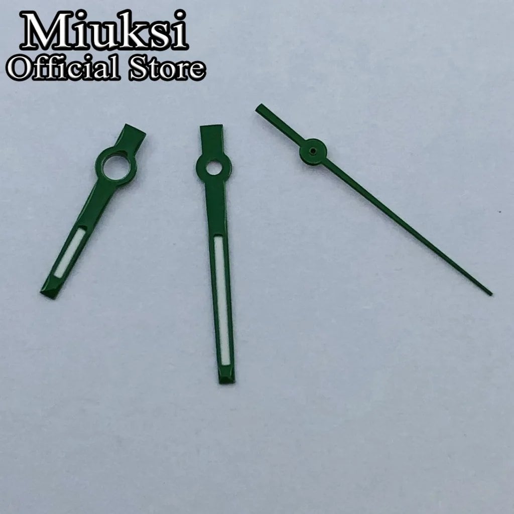 Miukushi Silver, Rose Gold, Blue, Black, Red Watch Hands with Green Luminous Hands, Compatible with NH35, NH36, ETA2824, 2836, PT5000, and Miyota 8215 Movements, Parallel Import