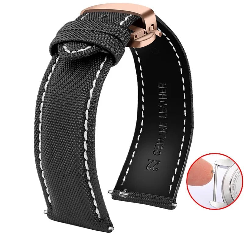 20mm, 21mm, 22mm, 23mm, 24mm Nylon & Leather Watch Band for Tag Heuer, Citizen, and Seiko 5. Men's and Women's Canvas Watch Strap. Band Color: mm. Parallel Import.