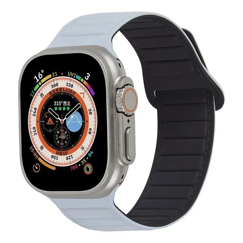 Silicone band for Apple Watch (Compatible models: Ultra 2/Series 10/9/8/7/6/SE/5/4/3, Sizes: 49mm/45mm/44mm/46mm/42mm/41mm/40mm) Magnetic Strap Band Color: mm Parallel Import