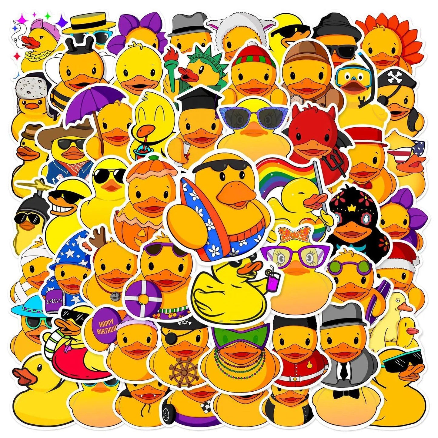 10/25/50 Sheets of Cute Duck Cartoon Graffiti Stickers for DIY Scrapbooking, Stationery, Water Bottles, Smartphones, Laptops, Guitars, and More. Parallel Import.