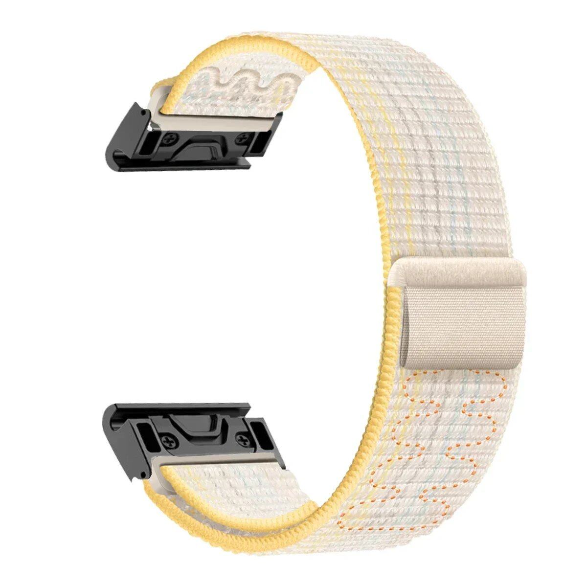 Compatible with Garmin Fenix 7X, 7 Pro, 6X, 6, 5X, 5Plus, Tactics 7, Forerunner 965, 955, and Enduro 2. 22mm/26mm nylon loop band with quick-fit strap. Band color: mm. Ships from: Parallel import.