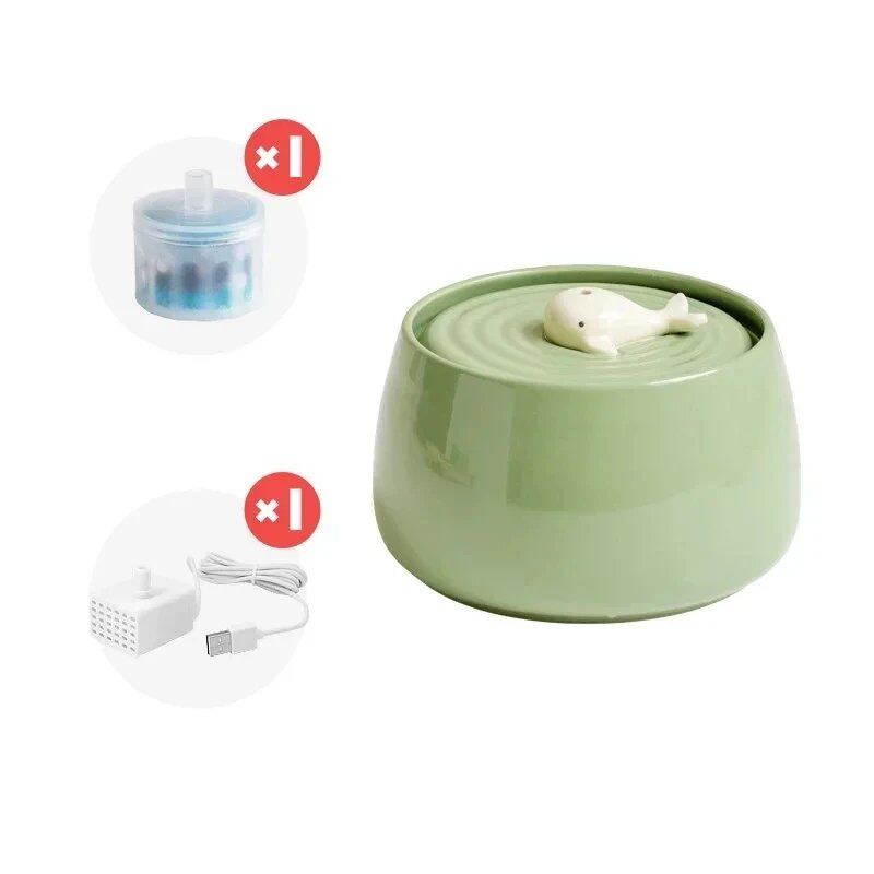 1.3L Ceramic Cat Water Dispenser, USB Rechargeable, Automatic Circulating Filter Pet Water Dispenser for Dog Food, Capacity: 1.3 Liters; Parallel Import
