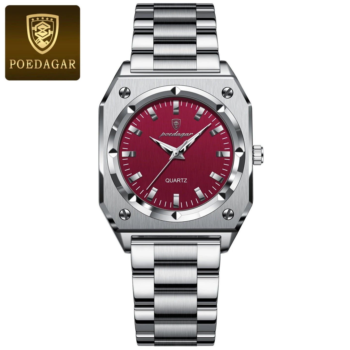 POEDAGAR Luxury Elegant Square Women's Watch, Waterproof, Luminous, Stainless Steel Quartz Movement, Gift Box Included, Color: 788, Parallel Import