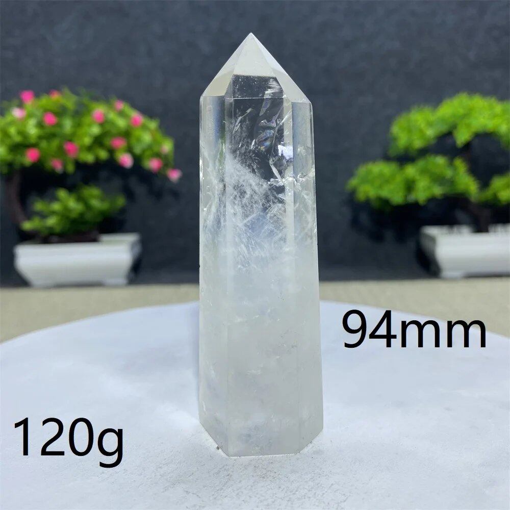 白水晶タワーワンド 六角オベリスク 研磨工芸品 天然原石 ミネラル標本 スピリチュアル瞑想ヒーリング 並行輸入品