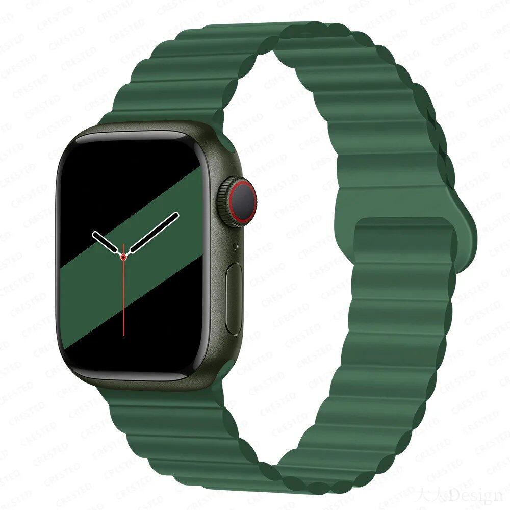 Silicone Loop Magnetic Strap for Apple Watch - Compatible with iWatch Series 8/SE/6/7/Ultra 2/9/10 (44mm/40mm/45mm/49mm/41mm/42mm/46mm) - Band Color: mm; Ships from: Parallel Import