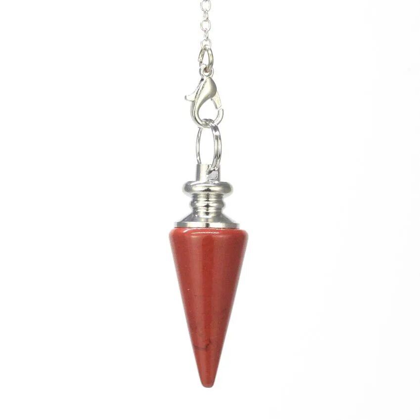 Healing Crystal Stone Cone Pendant - Natural Amethyst & Rose Quartz Spiritual Pendulum for Dowsing & Divination, Metal Color: Parallel Import