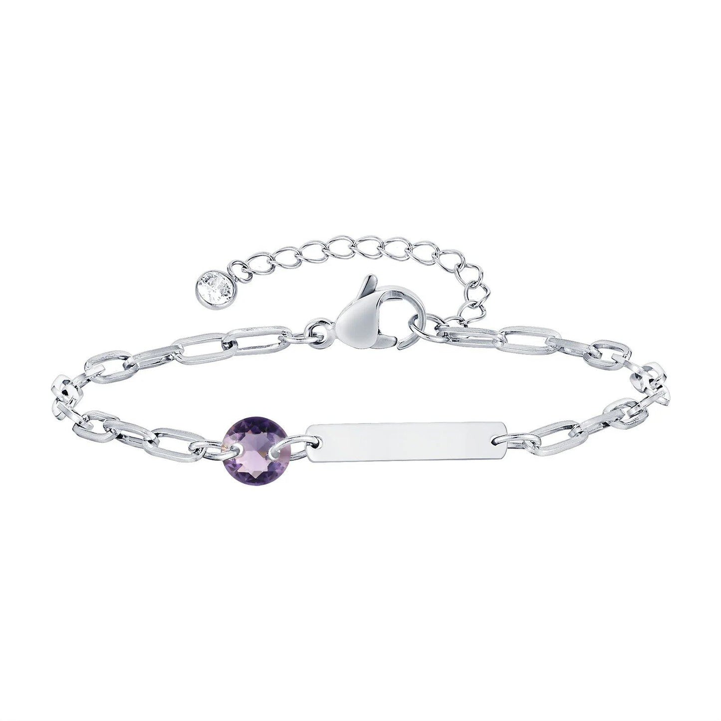Vnox Zodiac Birthstone Bracelet for Women and Girls, Stainless Steel Rectangular Chain Bracelet with Personalization, Birthday Gift, Metal Color: BR-2085, Parallel Import