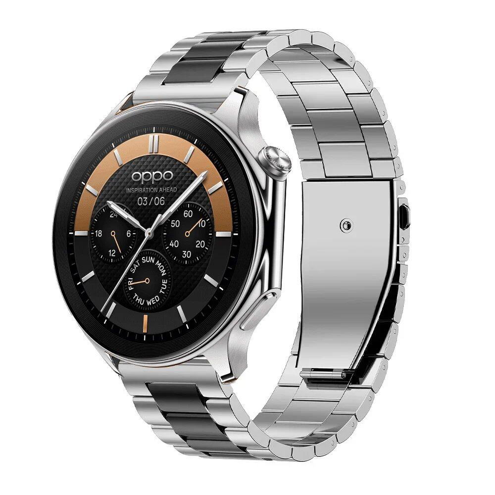 22mm Stainless Steel Metal Bracelet with Folding Buckle for OnePlus Watch 3/2R/2 and OPPO Watch X/X2/4 Pro, Band Color: Parallel Import