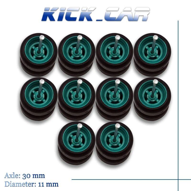1/64 Scale 4-Spoke Wheels with Fixed Rubber Tires, Custom Parts for Toy Models and Diecast Cars, Compatible with Hot Wheels (Set of 5, for 5 Cars), Color: Parallel Import