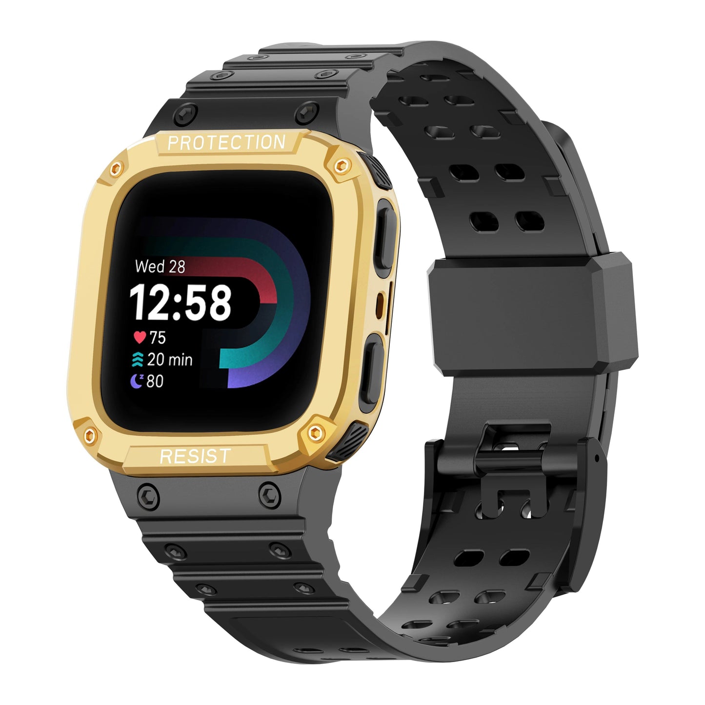 All-in-one strap with protective case for Fitbit Versa 1234 - Versa Lite/Sense compatible TPU drop-resistant sports replacement band. Band Color: Parallel Import