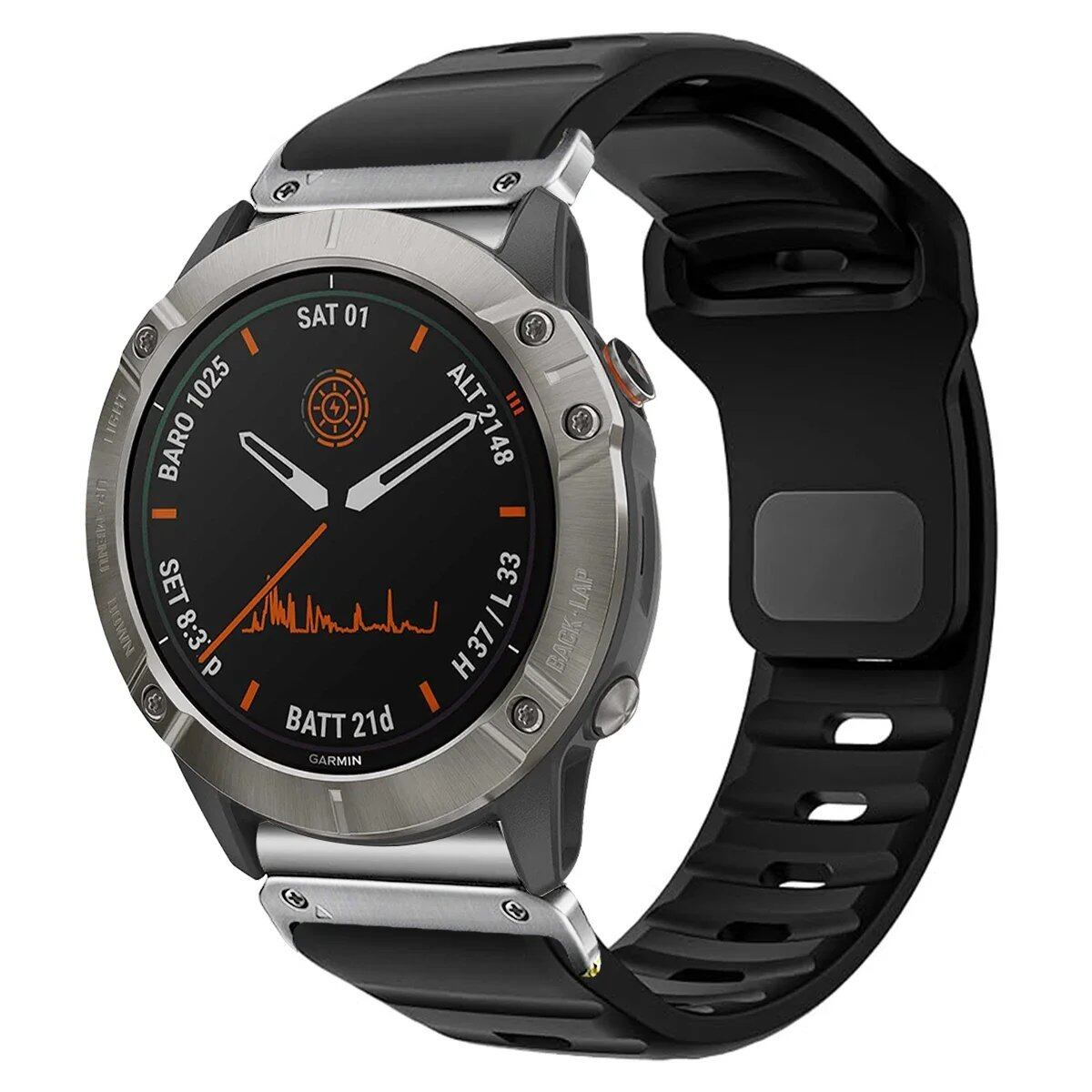 QuickFit Silicone Strap for Garmin Fenix 8, E, 7, 7X, 6X, Pro, 5X Plus, Epic, Pro Gen 2, 47mm, 51mm, Enduro 3, Gapless, 22mm, 26mm, Watch Band, Size: 2; Ships from: Parallel Import