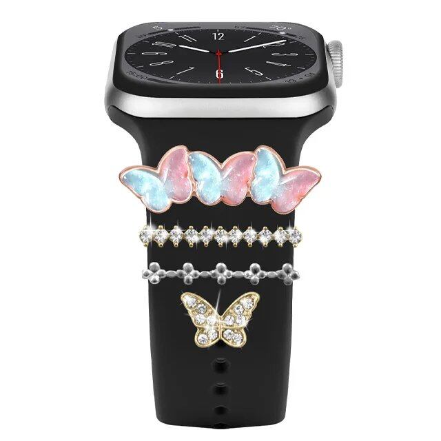 Diamond Jewelry-Embossed Band for Apple Watch Ultra 2, 9, 8, and 7, Compatible with Samsung and Huawei, 20/22mm Bracelet Strap, Band Color: ; Ships from: Parallel Import
