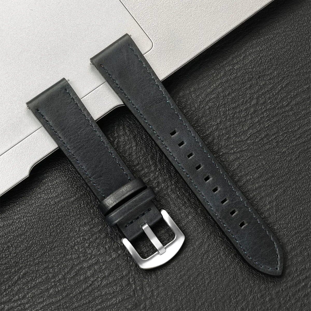 Compatible with Samsung Galaxy Watch 6/5/4 (40mm/44mm) and Xiaomi Redmi Watch 3 Lite/Active, 20mm/22mm Leather Strap, Vintage Style, Size 2, Parallel Import
