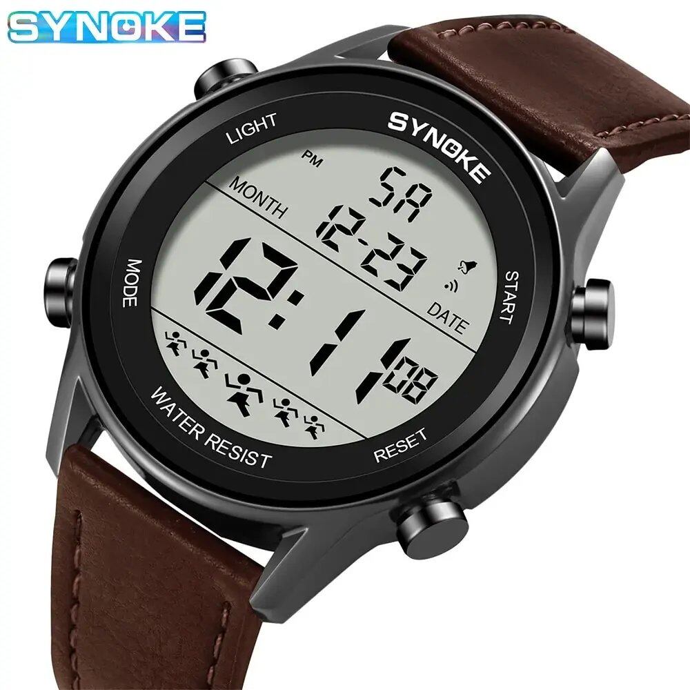 SYNOKE メンズ アウトドアスポーツ 多機能防水 大型画面 発光LEDデジタル メンズファッションベルトウォッチ 並行輸入品
