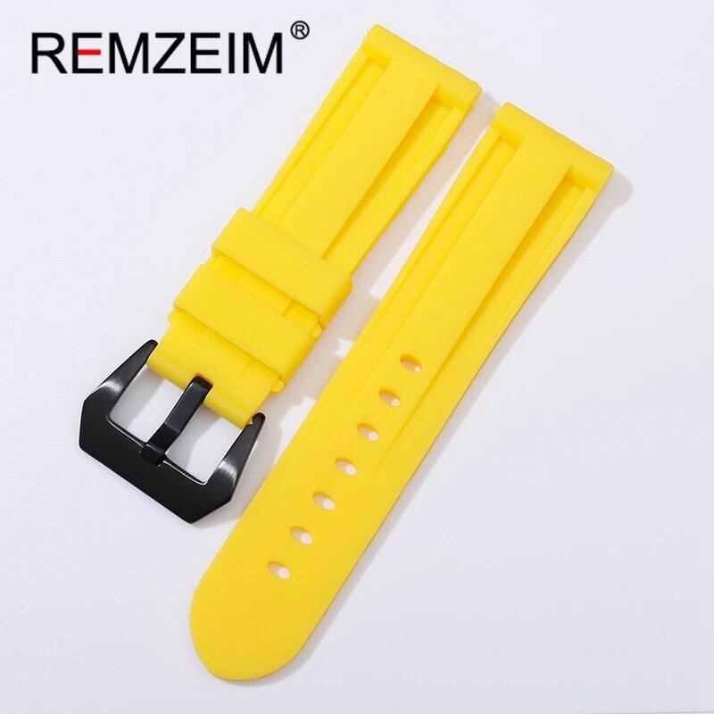 Soft Silicone Sports Watch Band, Waterproof, Men's Replacement Strap with Black Buckle, Compatible with 22mm, 24mm, and 26mm Watches, Band Color: mm, Parallel Import