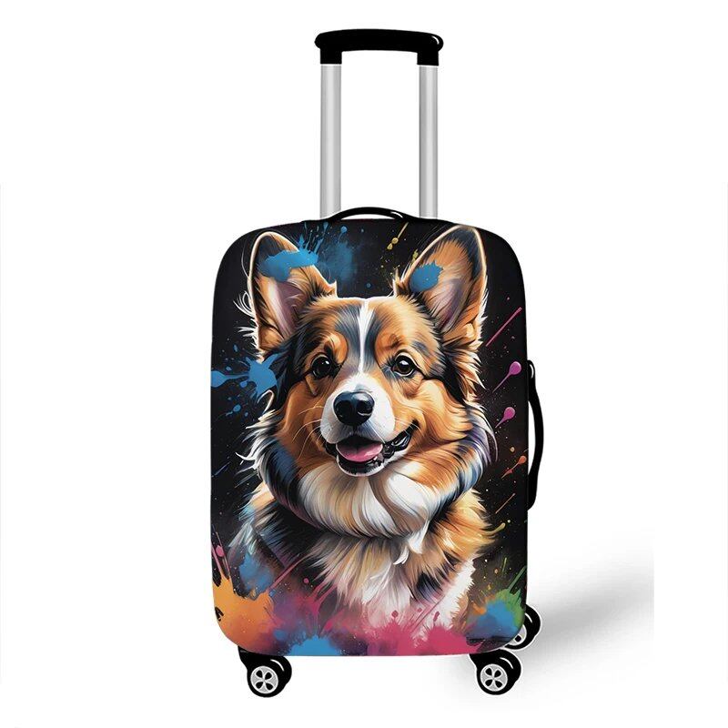 可愛いジャーマンシェパード・パグ・ボーダーコリー・チワワ 犬柄 スーツケースカバー 伸縮性トロリーケース保護カバー 旅行用 サイズ: 並行輸入品