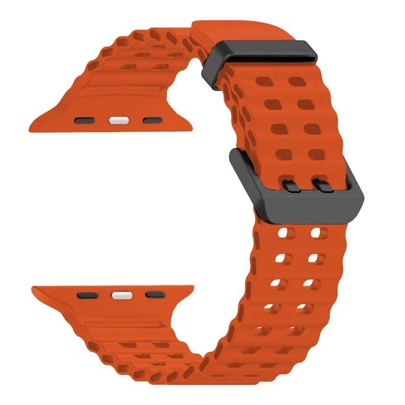 Silicone Ocean Strap for Apple Watch Ultra 2, 49mm, 45mm, 44mm, 42mm, 38mm, 41mm, and 40mm, compatible with iWatch Series 10/9/8/7/SE/5/4/3. Correa sizes: 42mm, 44mm, 45mm, and 49mm. Band colors: Parallel import.