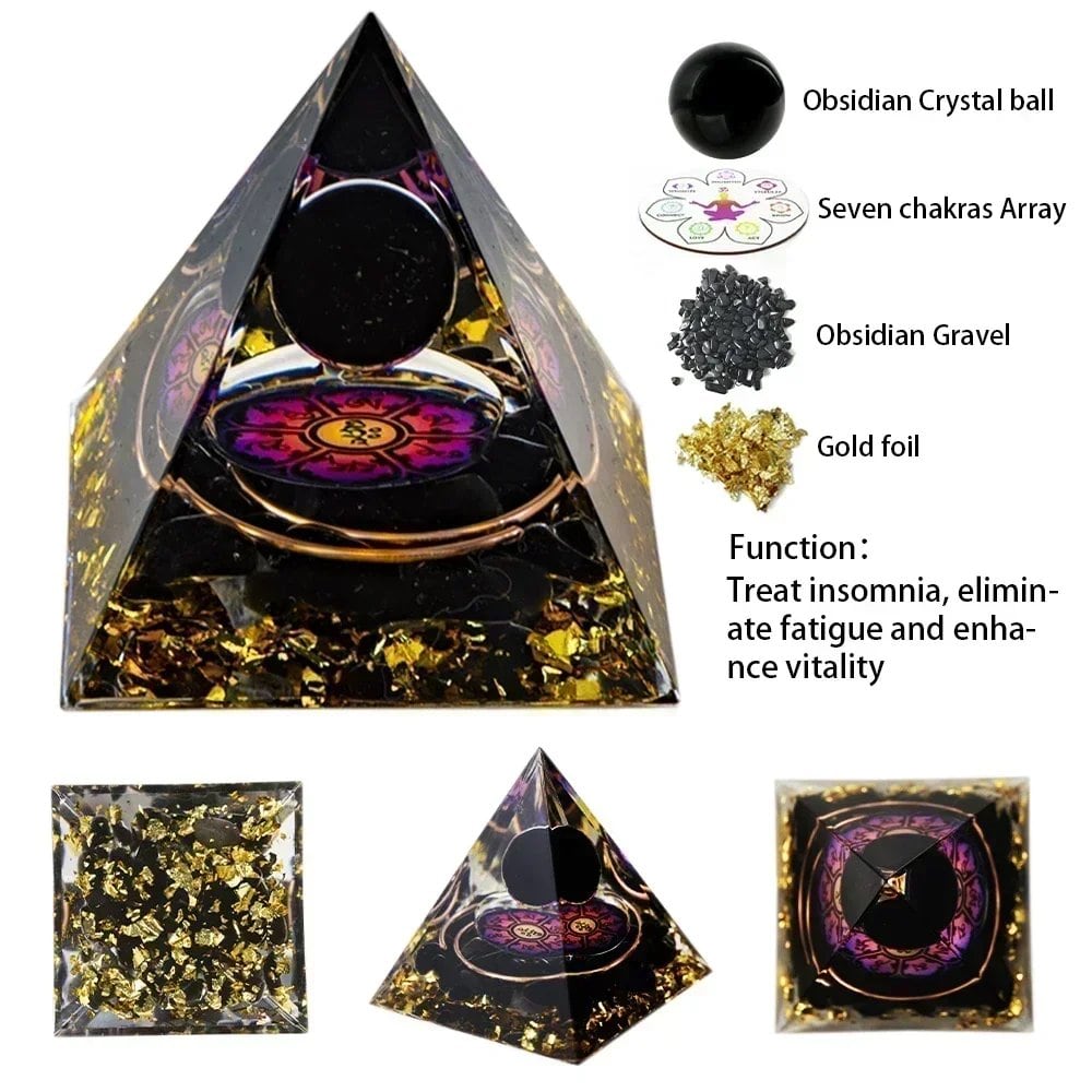 天然水晶エネルギー発生器ピラミッド ペリドット アメジスト レイキヒーリング チャクラ 樹脂製ピラミッド エジプト風デコール ルームデコレーション 1個 並行輸入品