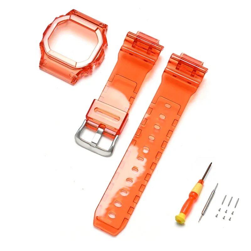 Transparent Rubber Silicone Protective Case Strap Watch Band Bracelet for Casio G-Shock DW-5600, DW-5000, GW-M5610, and GLX-5600, Band Color: 0 Series, Parallel Import