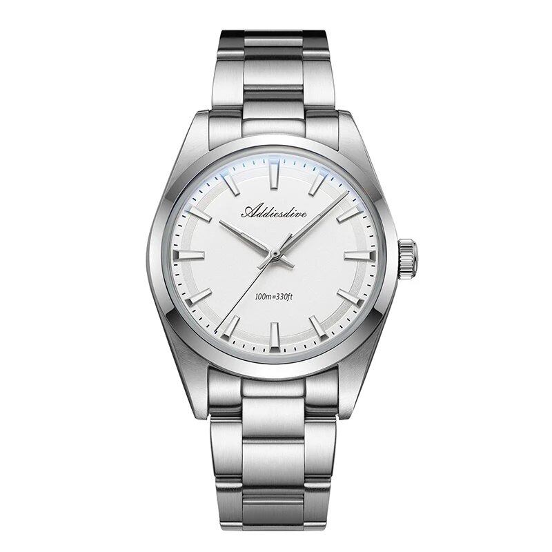 Adise Dive 36mm Simple Stainless Steel Men's Watch with Bubble Mirror Glass, Luxury Quartz Movement, 100m Water Resistance, AD2066, Relohonbre; Ships from: Parallel Import