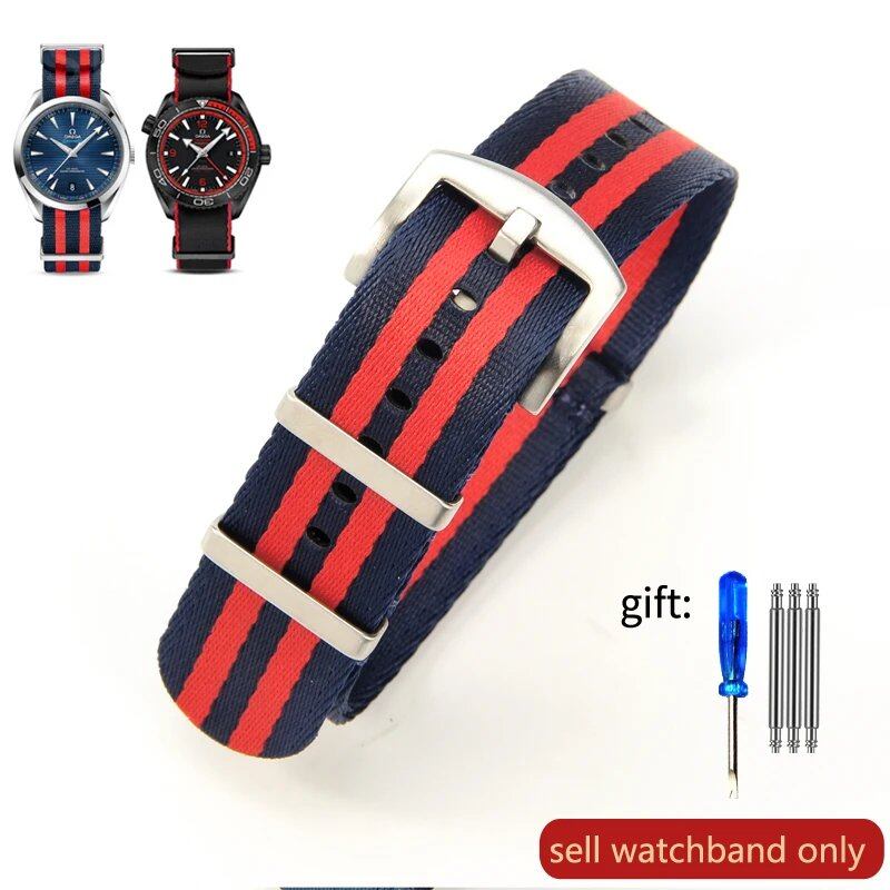 Breathable Soft Nylon Men's Watch Band for Omega 300 Ghost Party 007, Longines Conquest, Seiko, and Casio, 20mm and 22mm, Size 2, Parallel Import