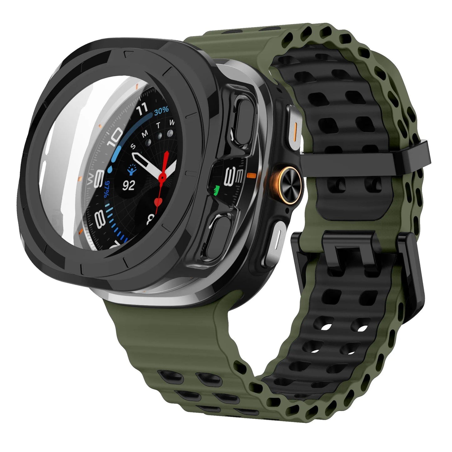 Samsung Galaxy Watch Ultra 47mm Sport Silicone Band, Marine Band + Case, Watch Band Accessory, Color: Compatible with Ultra 47mm Dial Diameter, Parallel Import