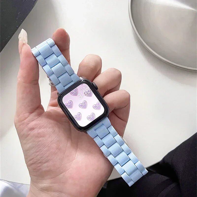 アップルウォッチ 41 45 44 40 49mm用 ニューレインボーカラー レジンストラップ - マカロン風 ガールズ ウォッチバンド iWatch 9 8 7 6 5 4 3対応 バンドアクセサリー バンドカラー:mm 並行輸入品