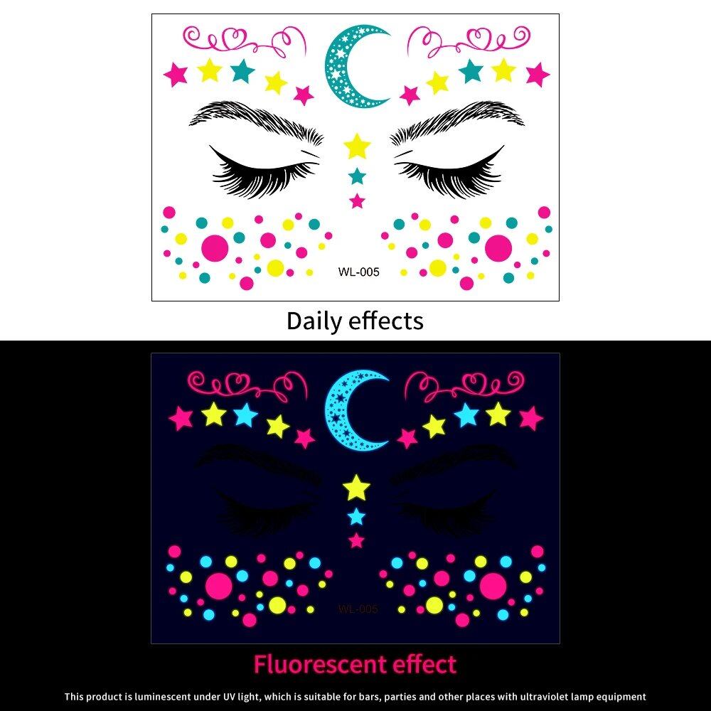 1/5/8-Piece 3D Face and Eye Tattoo Stickers for Party Makeup, Diamond Rhinestone Stickers, Self-Adhesive Mixed Crystal Face Decoration Stickers, Parallel Import